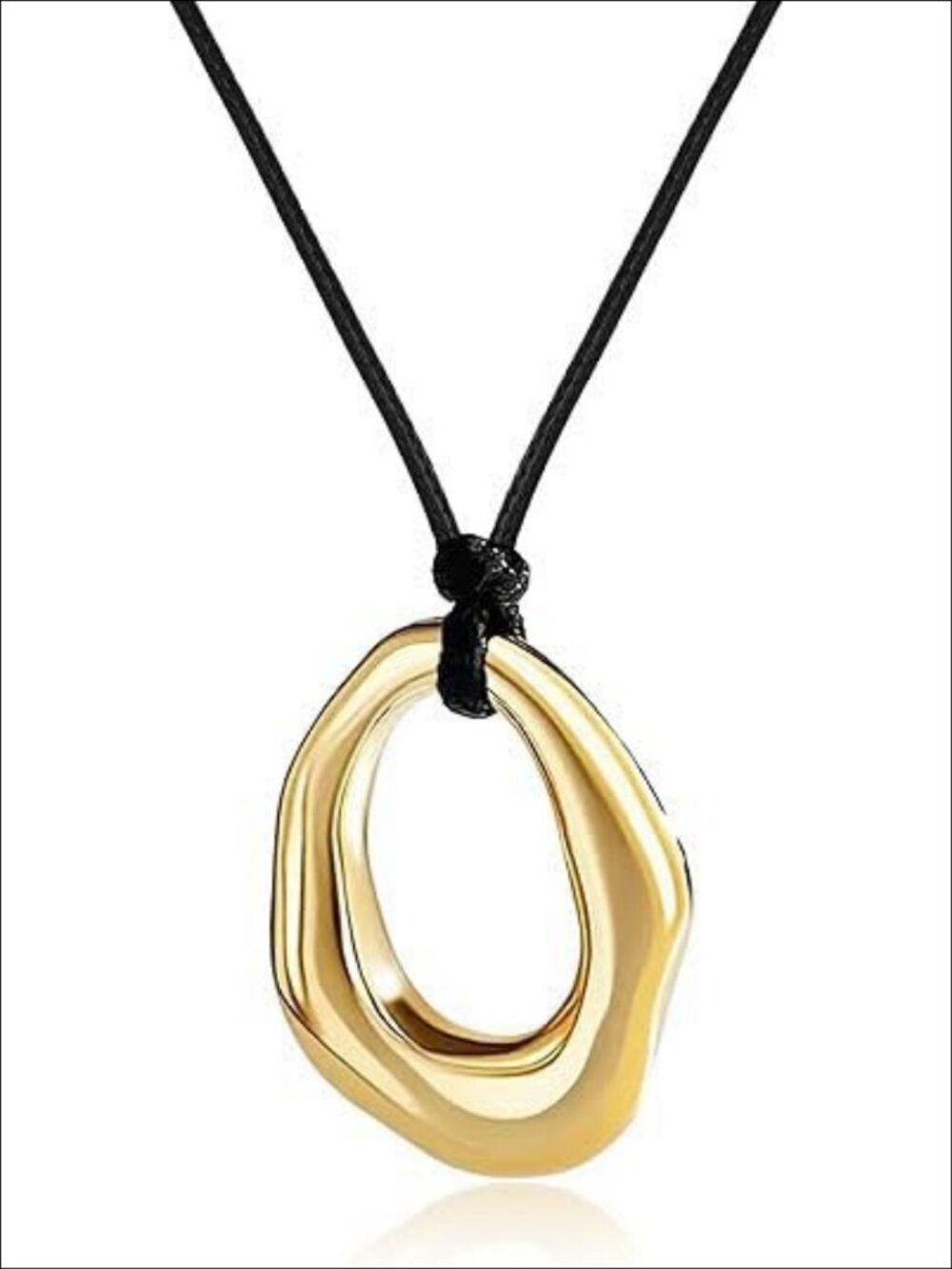 Boho Gold Tone Pendant Necklace Stainless Steel Leather Rope Chain Adjustable